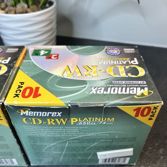 Memorex CD-RW Platinum 4x Rewritable Speed 650MB / 74 mins 21 Discs New & Sealed - Picture 6 of 10